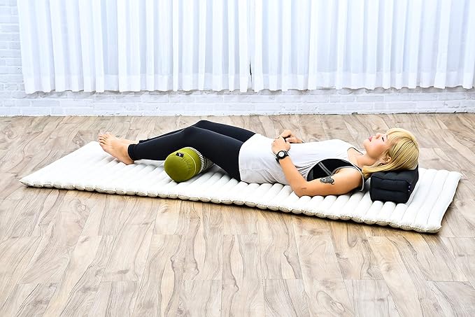 Leewadee Small Yoga Bolster – Shape-Retaining Cervical Neck Roll, Tube Pillow for Comfortable Reading, Kapok Filling, 22 x 6 x 6 inches-GravixFit