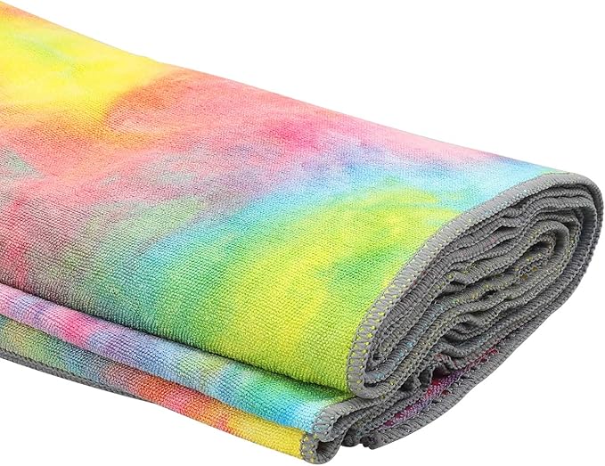 Yoga Towels Non Slip Hot Yoga Towel Skidless Waffle Texture100% Absorbent Odorless Microfiber Yoga Blanket Standard Sized 24 x72 in Mat Towel,for Hot Yoga Bikram Pilates (Pink & Blue & Yellow)-GravixFit