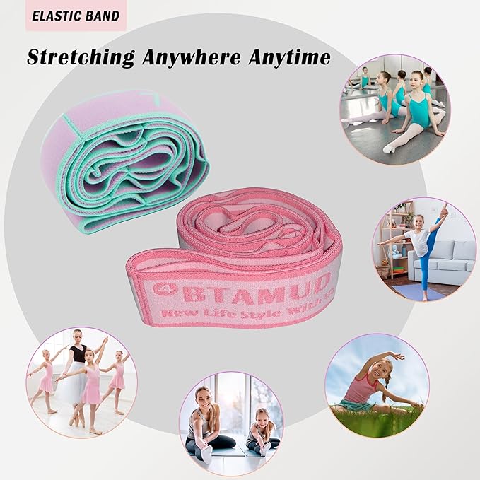2 PCS Stretch Strap for Kids Dance Elastic Band for Children Gymnastics Stretching Strap Kids Stretching Bands Multi-Loop Adjustable Exercise Bands Stretching Resistance Ballet Bands -8 Loops-GravixFit