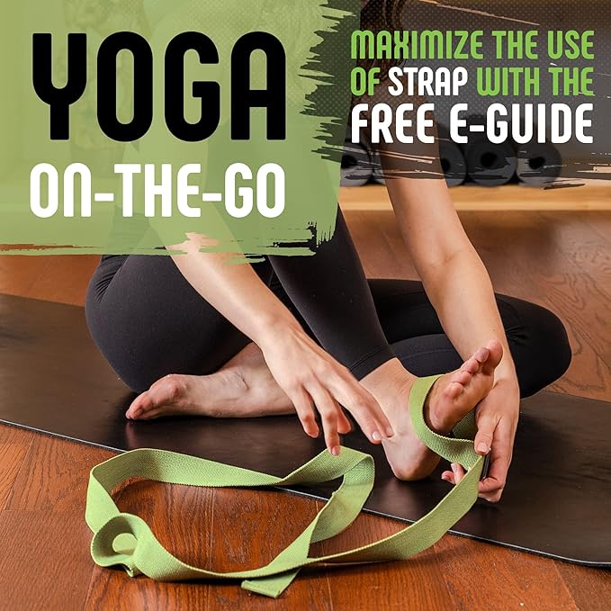 Gradient Fitness Yoga Strap, Friction-Less Easy-Feed Buckle, Super Soft Cotton/Polyester Blend Webbing, Free eGuide. (8 Feet)-GravixFit