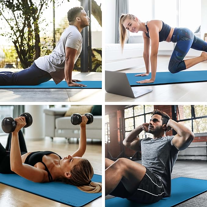 MICRODRY Deluxe Fitness Exercise Yoga Mat for Home & Gym, Extra Thick for High Impact Training, Multi Layered Skid Resistant Surface, Odor Neutralizing with Carrying Strap-GravixFit