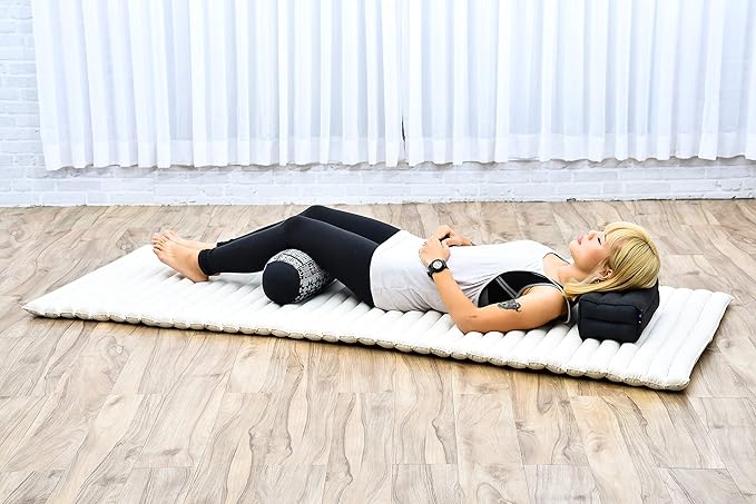 Leewadee Small Yoga Bolster – Shape-Retaining Cervical Neck Roll, Tube Pillow for Comfortable Reading, Kapok Filling, 22 x 6 x 6 inches-GravixFit
