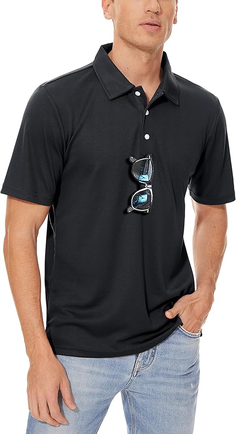 MAGCOMSEN Men's Polo Shirts 3 Buttons Casual Work T Shirts Quick Dry Short Sleeve Golf Shirt Pique Jersey Outdoor Performance-GravixFit