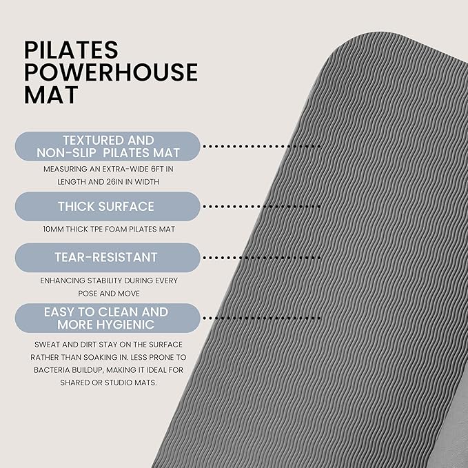 Lindywell Pilates Yoga Workout Mat Non Slip 6mm, 8mm, 10mm Thick - 6ft x 26in-GravixFit