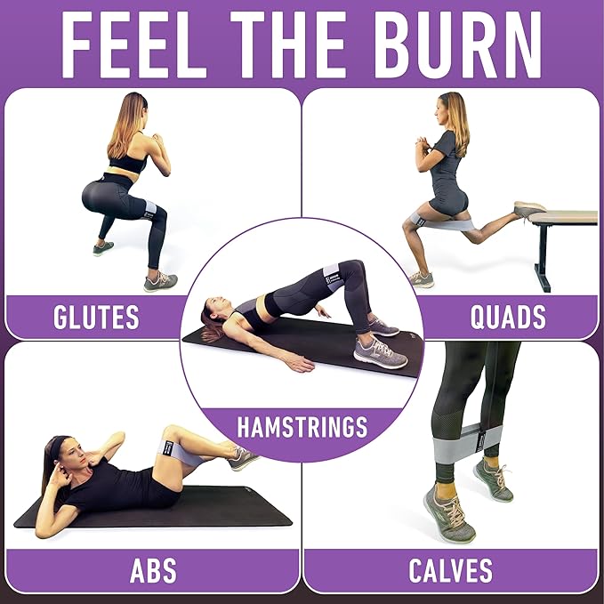 Resistance Bands for Working Out with Workout Bands Guide. 4 Booty Bands for Women Men Fabric Elastic Bands for Exercise Bands Resistance Bands for Legs Bands for Working Out Hip Thigh Glute Bands Set-GravixFit