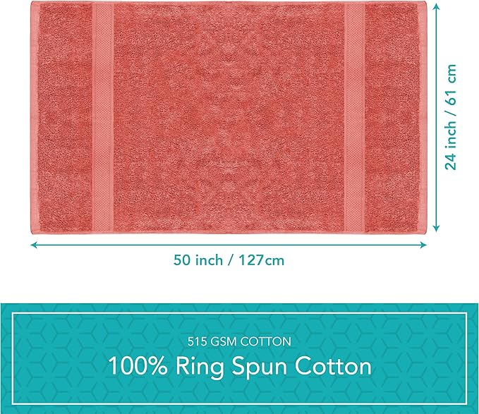 Pleasant Home Bath Towels Set of 6 (24” x 50”) 100% Cotton, 515 GSM | Lightweight, Soft & Absorbent Luxury Towels for Bathroom | for Gym, Pool & Spa | 6 Pack, Red-GravixFit