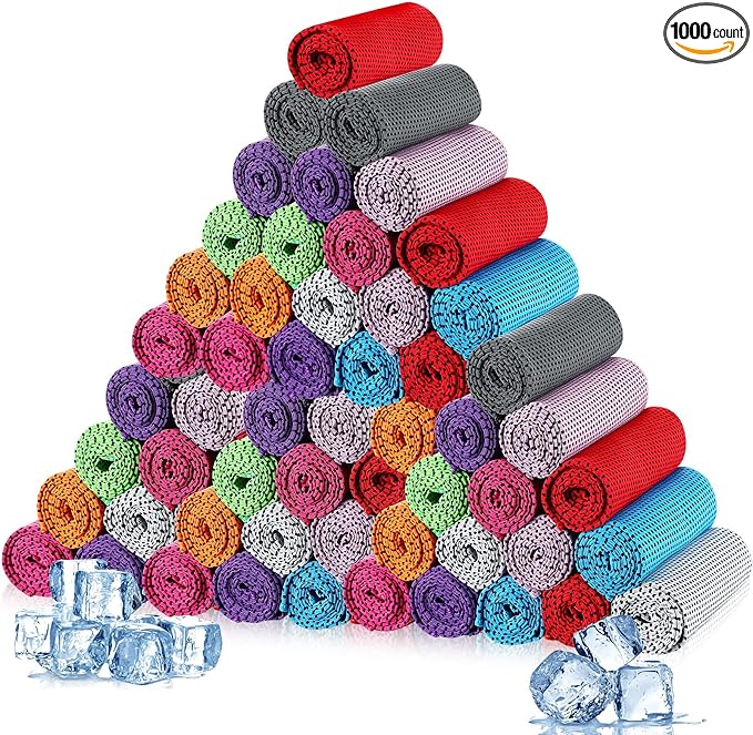 Maitys 1000 Pcs Cooling Towel Bulk, 32 x 12 Inch Microfiber Ice Towel for Neck and Face Cold Soft Breathable Sport Neck Wraps for Hot Weather Athletes Gym Yoga Camping Workout-GravixFit