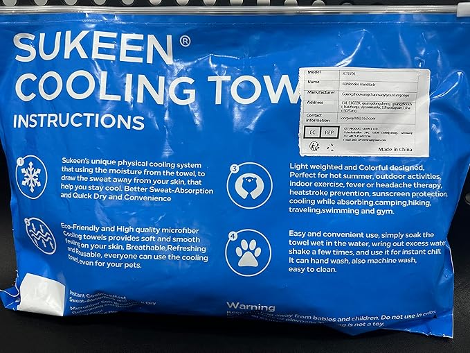 Sukeen 10 Pack Cooling Towels (40"x12") for Sweat, Quick-Drying Neck Cooling Wraps, Soft Breathable Cooling Towels for Neck and Face, Chilly SportsTowel for Yoga, Sport, Running, Workout-GravixFit