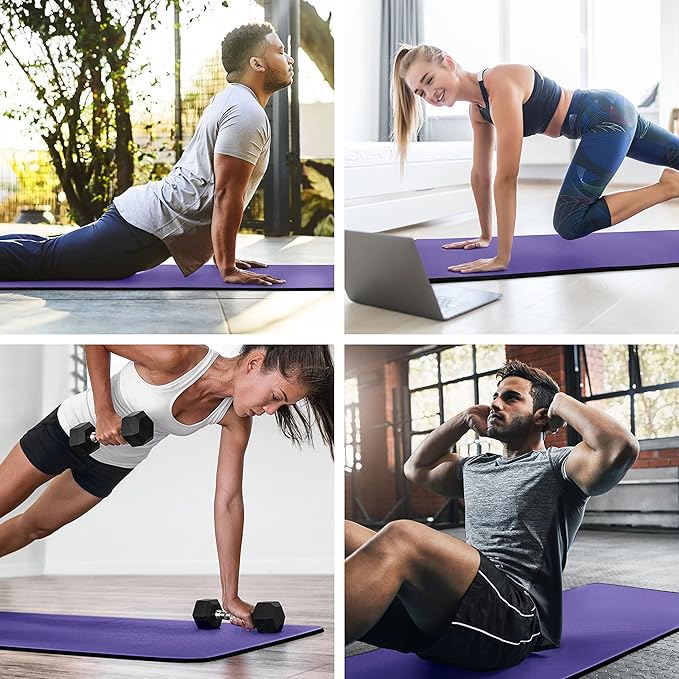 MICRODRY Deluxe Fitness Exercise Yoga Mat for Home & Gym, Extra Thick for High Impact Training, Multi Layered Skid Resistant Surface, Odor Neutralizing with Carrying Strap-GravixFit