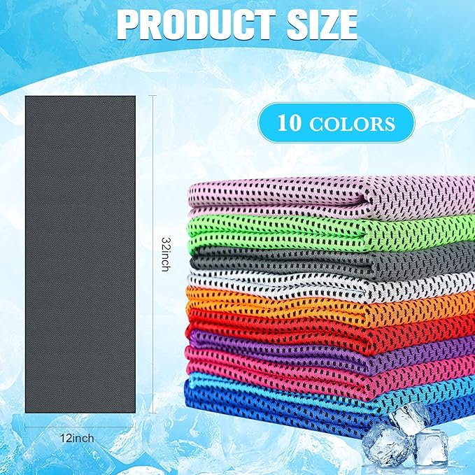 Maitys 1000 Pcs Cooling Towel Bulk, 32 x 12 Inch Microfiber Ice Towel for Neck and Face Cold Soft Breathable Sport Neck Wraps for Hot Weather Athletes Gym Yoga Camping Workout-GravixFit