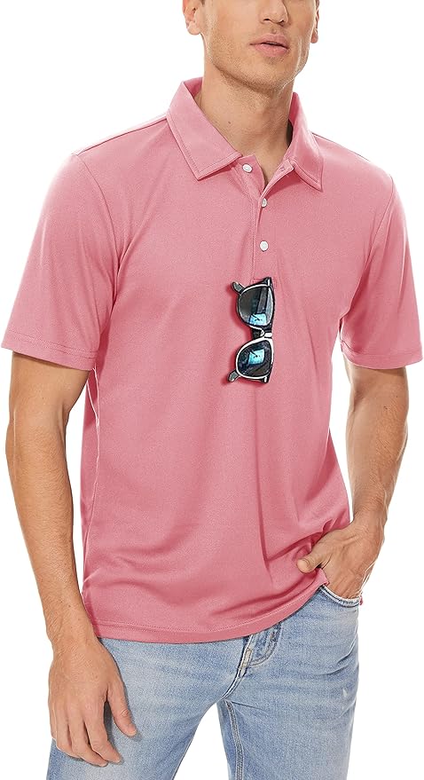 MAGCOMSEN Men's Polo Shirts 3 Buttons Casual Work T Shirts Quick Dry Short Sleeve Golf Shirt Pique Jersey Outdoor Performance-GravixFit