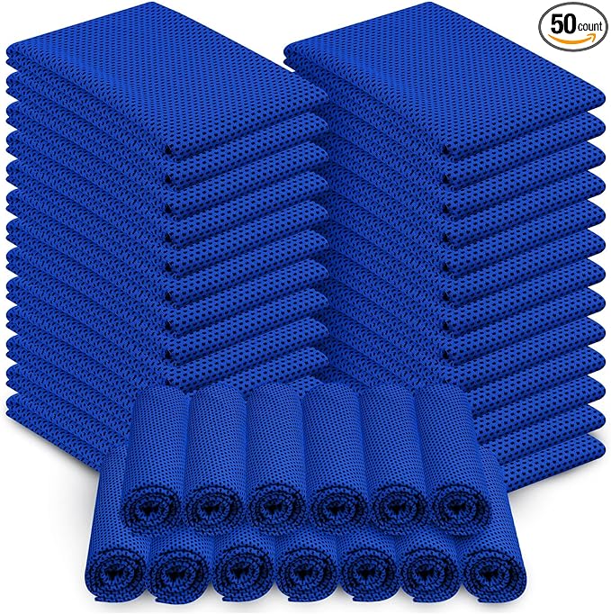 Shellwei 50 Pcs Cooling Towel 40 x 12 Inch Microfiber Workout Towels Breathable Chilly Towel Ice Cool Cold Towels Bulk Fast Drying Absorbent Sweat Rag for Neck Yoga Sports Golf Gym-GravixFit