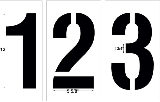 12" Number Stencil Kit | Part#: 10000946 | 10-Piece Kit includes Numbers 0-9 | Number Height is 12" | Flexible and Durable 1/8" PolyTough Lifetime | Precision Marking | Made in USA-GravixFit