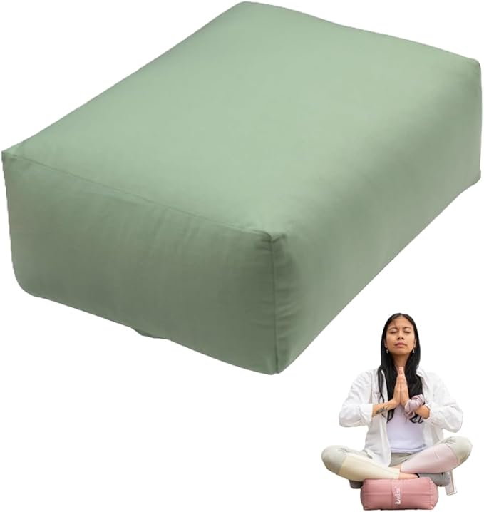 Rectangular Yoga Bolster Pillow, 18" x 12" x 6", Pink Cotton-GravixFit