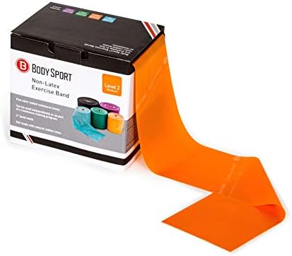 Body Sport Exercise Band, 50 yd. x 4 in. Roll, Medium Resistance - Home & Gym Fitness Equipment for Stretching, Strength Training & Physical Therapy (Orange)-GravixFit