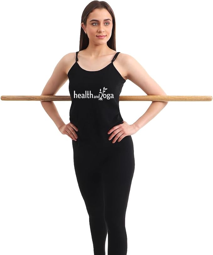 HealthAndYoga™ StretchNHeal Collapsible Multi-Use Wooden Yoga Stick - Regular and XL - Portable Posture Corrector Pole, Stretch Mobility Stick, Physical Workout Exercise Dowel-GravixFit