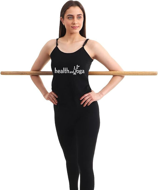 HealthAndYoga™ StretchNHeal Collapsible Multi-Use Wooden Yoga Stick - Regular and XL - Portable Posture Corrector Pole, Stretch Mobility Stick, Physical Workout Exercise Dowel-GravixFit