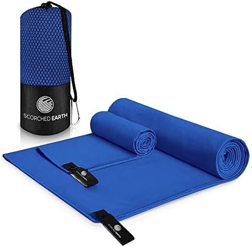 ScorchedEarth Microfiber Travel & Sports Towel Set (Royal Blue) - XL Set (39x70.5 & 12x24)-GravixFit