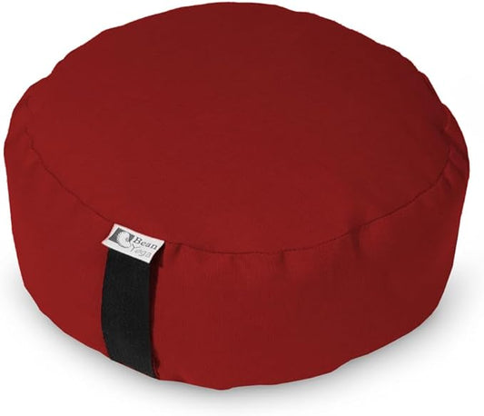 Bean Products Zafu Meditation Pillows for Sitting on Floor, Yoga Cushion, Cotton/Buckwheat Fill Yoga Pillow, Zafu Meditation Cushion, Zen Kneeling Prayer Pad- Made in USA - 14" Round - RED-GravixFit