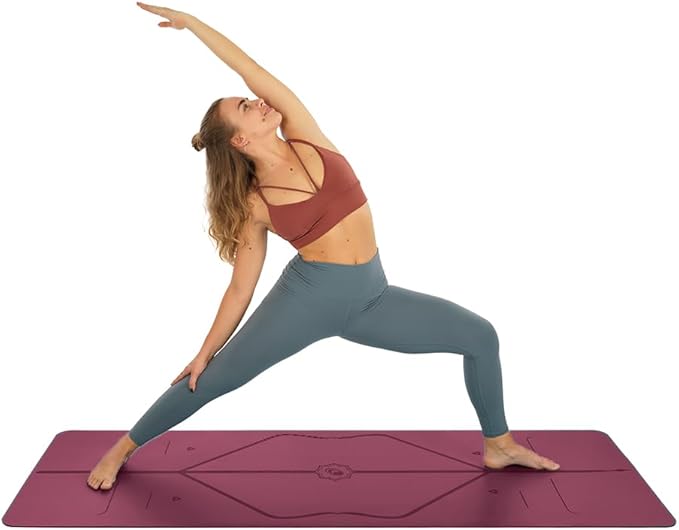 Liforme Original Yoga Mat – Free Yoga Bag Included - Patented Alignment System, Warrior-like Grip, Non-slip, Eco-friendly, sweat-resistant, long, wide, 4.2mm thick mat for comfort-GravixFit