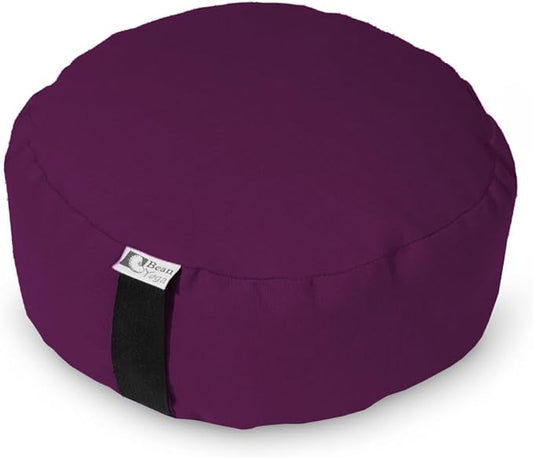 BEAN PRODUCTS Zafu Meditation Pillows for Sitting on Floor, Yoga Cushion, Cotton/Buckwheat fill Yoga Pillow, Zafu Meditation Cushion, Zen Kneeling Prayer Pad- MADE IN USA - 14" ROUND - BURGUNDY-GravixFit