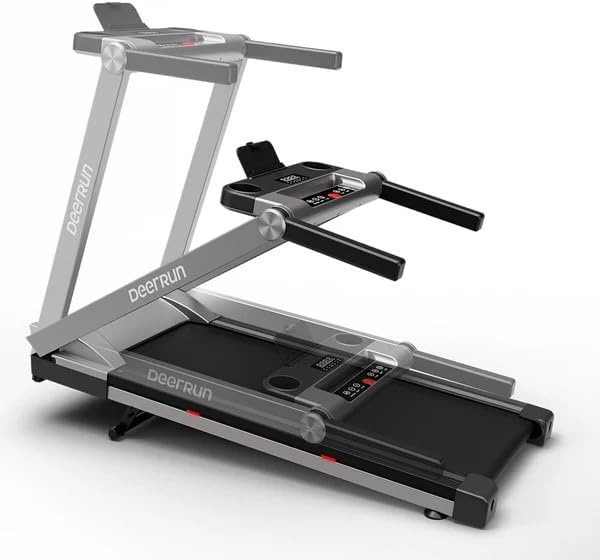 DeerRun Treadmills for Home with Incline and Handles, 3.5 HP Foldable Treadmill 350 LBS Weight Capacity for Small Spaces, Folding Running Machine with Smart APP-GravixFit
