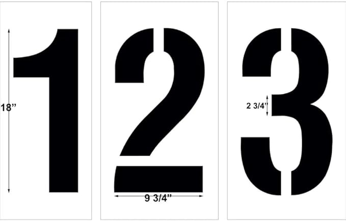 18" Number Stencil Kit | Part#: 10003867 | 10-Piece Kit Includes Numbers 0-9 | Number Height is 18" | Flexible and Durable 1/8" PolyTough Lifetime | Precision Marking | Made in USA-GravixFit