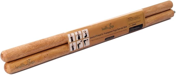 HealthAndYoga™ StretchNHeal Collapsible Multi-Use Wooden Yoga Stick - Regular and XL - Portable Posture Corrector Pole, Stretch Mobility Stick, Physical Workout Exercise Dowel-GravixFit