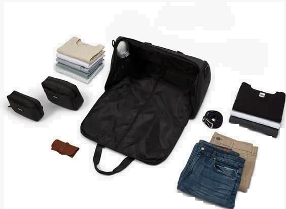Halfday Convertible 2-in-1 Garment Duffel Weekender Bag 45L | Wrinkle-Free Travel, Hanging Suit Compartment, Shoe Pockets, Trolley Sleeve. Durable & Water-Resistant Carry-On, Shadow-GravixFit