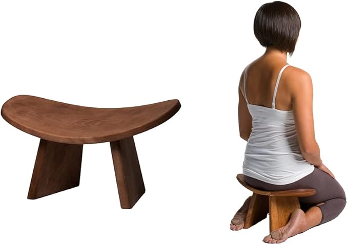 Meditation Bench IKUKO Original, Portable Version with Bag, Locally Handmade Wooden Kneeling Ergonomic Seiza Seat, Prana Yoga - 2 Colors, 3 Height Sizes-GravixFit