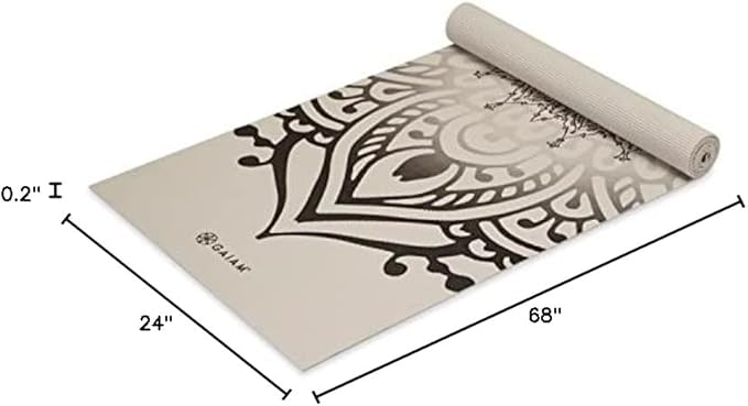 Gaiam Yoga Mat - Premium 5mm Print Thick Non Slip Exercise & Fitness Mat for All Types of Yoga, Pilates & Floor Workouts (68" x 24" x 5mm)-GravixFit