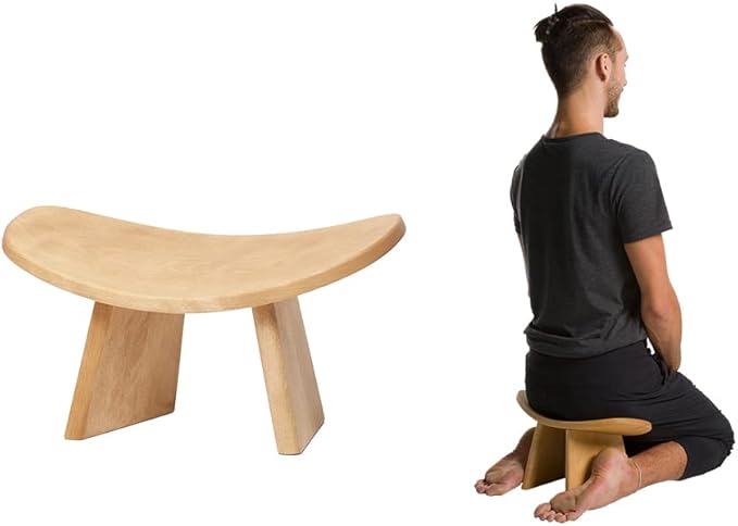 Meditation Bench IKUKO Original, Portable Version with Bag, Locally Handmade Wooden Kneeling Ergonomic Seiza Seat, Prana Yoga - 2 Colors, 3 Height Sizes-GravixFit