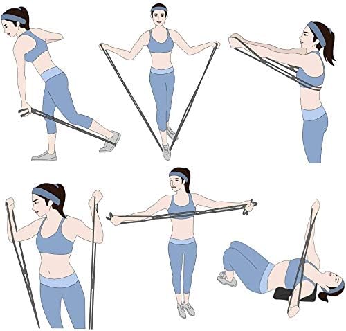 7 Rings Stretch Exercise Band, Portable Silicone Elastic Resistance Band Pilates Flexbands Yoga Stretching Strap Physical Therapy Rehab Belt, Home Gym Workout Equipment for Full Body Exercise-GravixFit