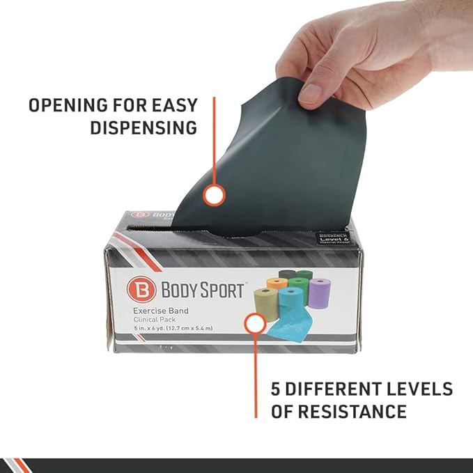 BodySport® Exercise Band, 5 in. x 6 yd. - Professional Resistance Bands for Home Fitness & Gym Exercises - Workout & Rehab Equipment-GravixFit