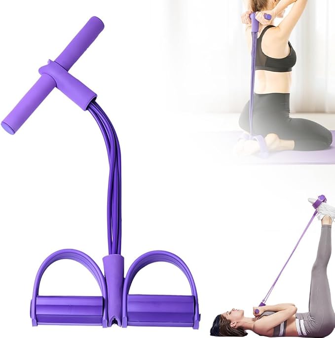 21 Fitness Resistance Bands-6 Tube Pedal Ankle Puller | 2025 Upgrade 6-Level Elastic Exercise Bands with Yoga Pedal | Natural Latex Workout Equipment for Sit Up/ABS/Leg Training (Women & Men)-GravixFit