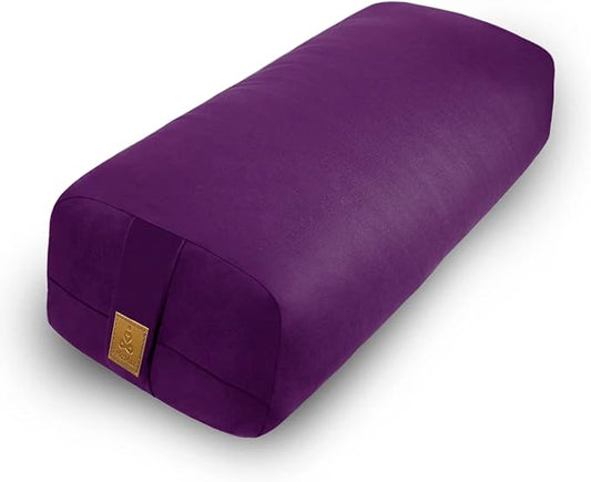 Yoga Bolster (26x10.5x5.5 in) Supportive Yoga Cushion for Restorative Yin Yoga Accessories Rectangular Bolster for Stretching Meditation Pillow 100% Organic Cotton Removable Washable Cover-GravixFit