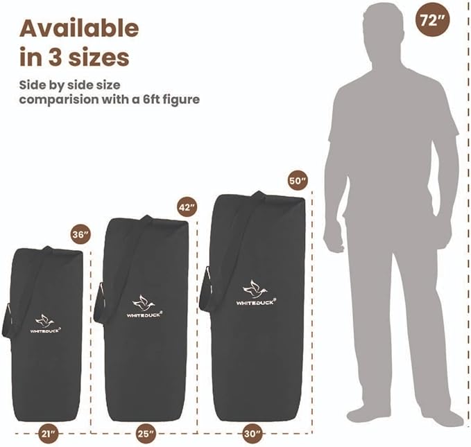 WHITEDUCK Top Load Canvas Folding Duffel Bag, Water Resistant Army Style Shoulder Bag for Men and Women- Gym, Sports, Travel, Hiking, Camping, Backpacking (Large 25" x 42",Black)-GravixFit