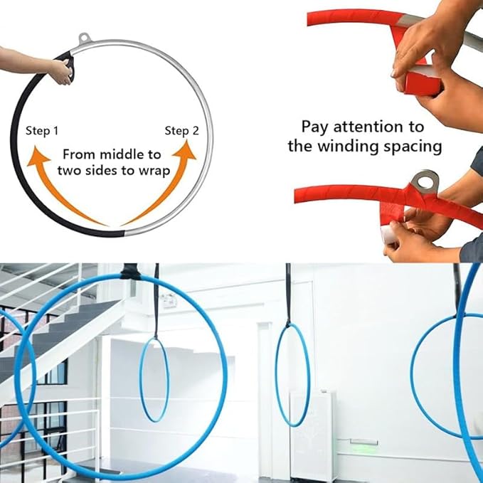 PRIOR FITNESS Premium Lyra Hoop Tape, Aerial Lyra Hoop Anti Skid Tape, 16.4ft/5m Aerial Hoop Lyra Tape Non-Slip Grip Tapes Yoga Rig Tape for Exercises Gymnastics Acrobatics Kinesiology-GravixFit