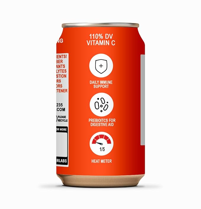 '+GNGR Sparkling Vitamin C Prebiotic Drink - Caffeine free - 5g Prebiotic Fiber - Orange Juice - Ginger Juice - Turmeric - Acerola - Apple Cider Vinegar - Prebiotic Soda - Immunity (12 oz - 12 Pack)-GravixFit