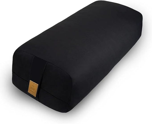 Yoga Bolster (26x10.5x5.5 in) Supportive Yoga Cushion for Restorative Yin Yoga Accessories Rectangular Bolster for Stretching Meditation Pillow 100% Organic Cotton Removable Washable Cover-GravixFit