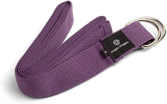 Hugger Mugger D-Ring Cotton Yoga Strap - Super Strong Cotton, Metal D-Ring Buckle, Multiple Lengths Available-GravixFit