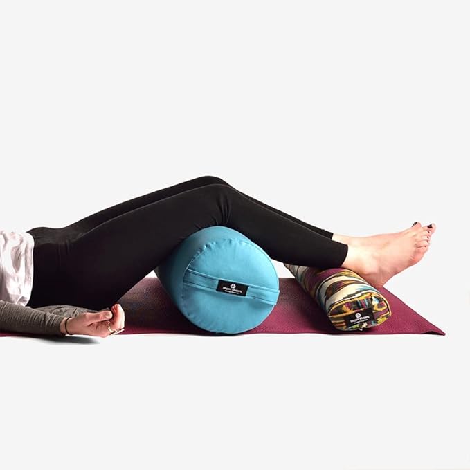 Hugger Mugger Round Yoga Bolster - Firm Round Shape, Higher Profile, Great Under Knees, Soft Support, Handmade in The USA-GravixFit