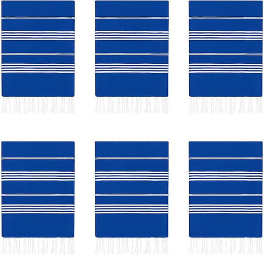 HAVLULAND Turkish Beach Towels Oversized -100% Turkish Cotton Super Soft Lightweight - Absorbent and Quick Drying Bath Towel - Sand Free Beach Towel - Turkish Towels for Adults (Blue, 12 Pack)-GravixFit