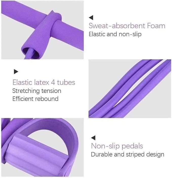 21 Fitness Resistance Bands - 4 Tube Pedal Ankle Puller, Yoga Handle Bands Exerciser Multifunction Trainer Tension Rope for Body, Abdomen, Waist, Arm, Tummy Exercise Stretching Training ( Color : Yell-GravixFit