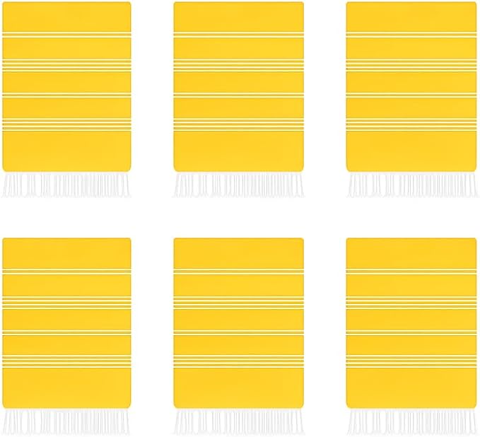 HAVLULAND Turkish Beach Towels Oversized -100% Turkish Cotton Super Soft Lightweight - Absorbent and Quick Drying Bath Towel - Sand Free Beach Towel - Turkish Towels for Adults (Yellow, 12 Pack)-GravixFit