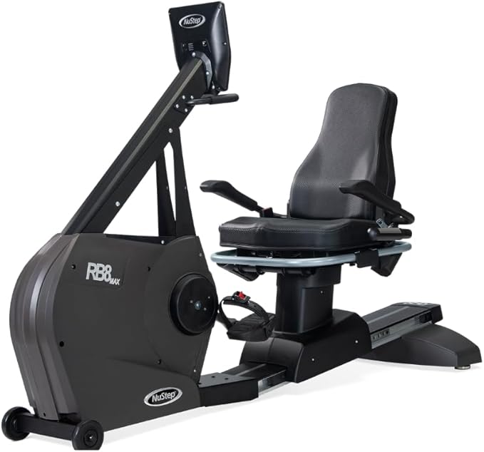 RB8PRO Recumbent Exercise Bike, Gray, Low-Impact Exercise, 360-Degree Swivel Seat, Engaging Programs Including Measuring Imbalances, & Compatible with Free NuStep Wellness App