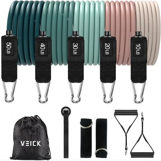 VEICK Resistance Bands, Exercise Bands, Workout Bands, Resistance Bands for Working Out with Handles for Men and Women, Exercising Bands for Fitness Weights Work Out at Home-GravixFit
