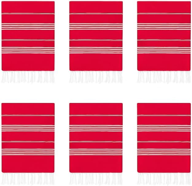 HAVLULAND Turkish Beach Towels Oversized -100% Turkish Cotton Super Soft Lightweight - Absorbent and Quick Drying Bath Towel - Sand Free Beach Towel - Turkish Towels for Adults (Red, 12 Pack)-GravixFit