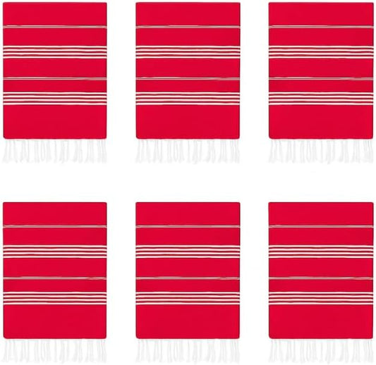 HAVLULAND Turkish Beach Towels Oversized -100% Turkish Cotton Super Soft Lightweight - Absorbent and Quick Drying Bath Towel - Sand Free Beach Towel - Turkish Towels for Adults (Red, 12 Pack)-GravixFit