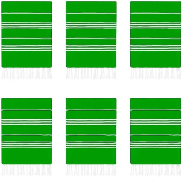 HAVLULAND Turkish Beach Towels, 100% Cotton, Quick-Dry & Sand-Free, Lightweight, Absorbent Bath Towel, Oversized 72"x40" Travel Blanket, Pool & Vacation Stuff Turkish Towels for Adults (Green, 6 Pack)-GravixFit